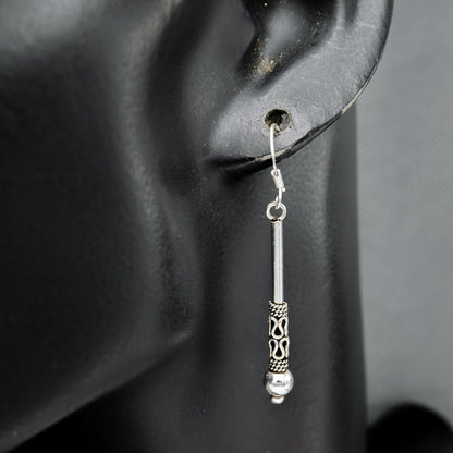 Sterling silver bali bar earrings