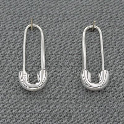 Sterling silver safety pin earring