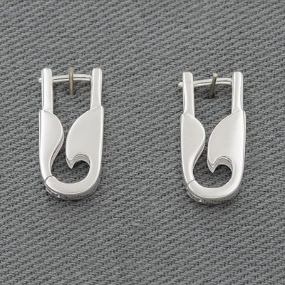 Sterling silver solid safety pin earring