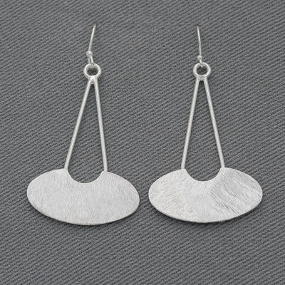 Brushed sterling silver pendulum earring