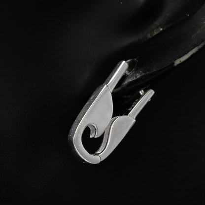 Sterling silver solid safety pin earring