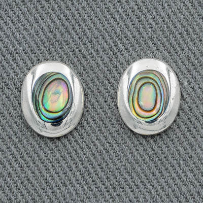 Sterling silver oval mother of pearl studs