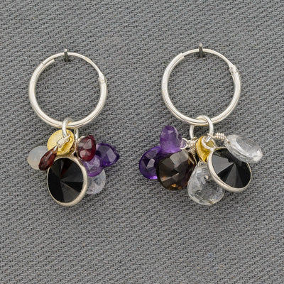 Sterling silver cluster semi precious earrings