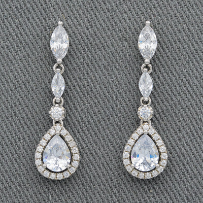 Sterling silver cubic teardrop earrings