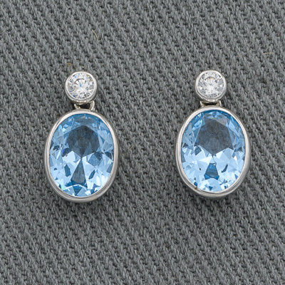 Sterling silver blue cubic studs