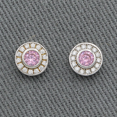 Sterling silver pink cubic studs
