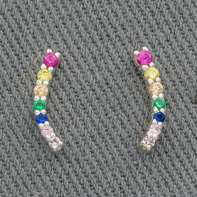 Sterling silver multi colour cubic stud