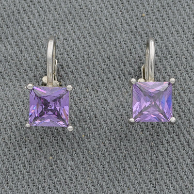Sterling silver purple cubic drops