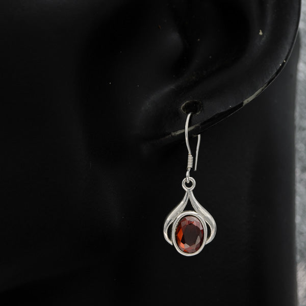 Sterling silver red cubic drops