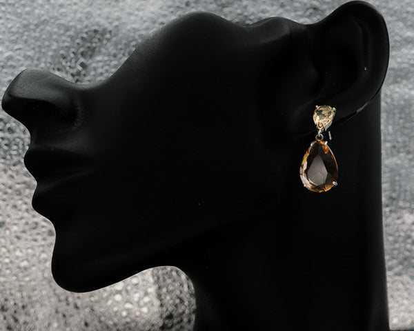 Large champagne cubic pear shape drops