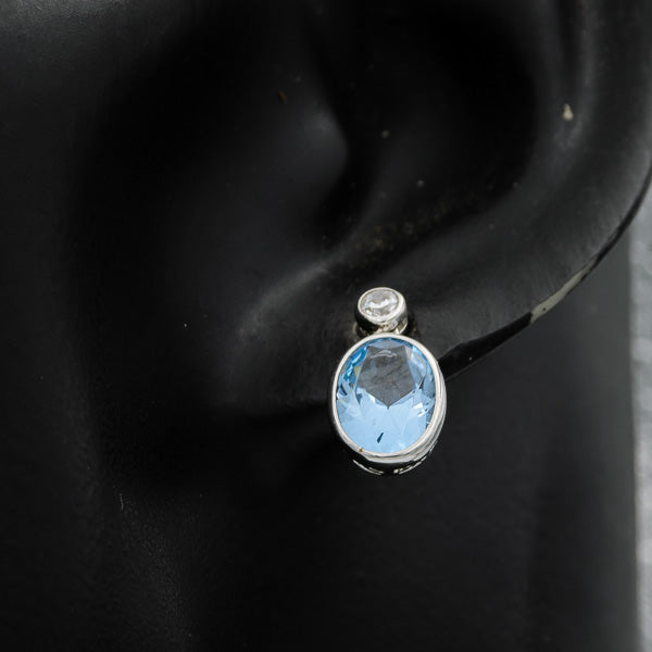 Sterling silver blue cubic studs