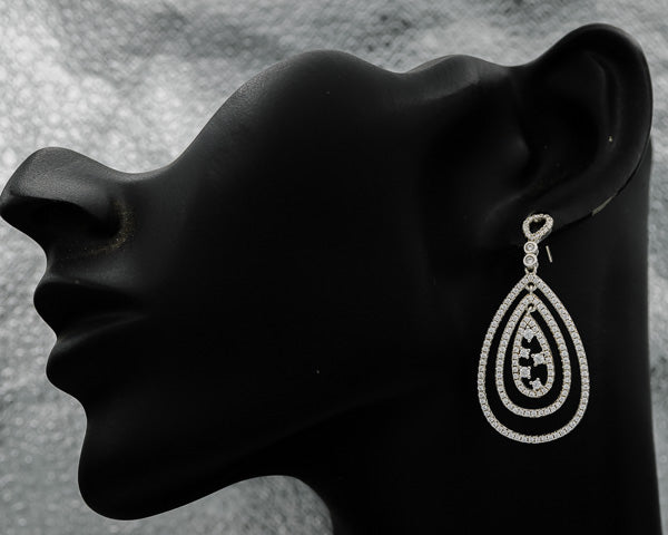 Pear shaped cubics earrings set in sterling silver