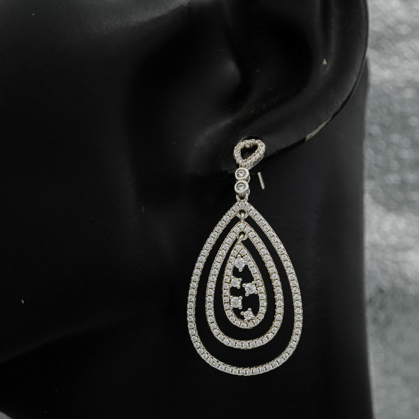 Pear shaped cubics earrings set in sterling silver