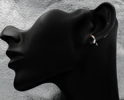 Sterling silver multi colour cubic stud