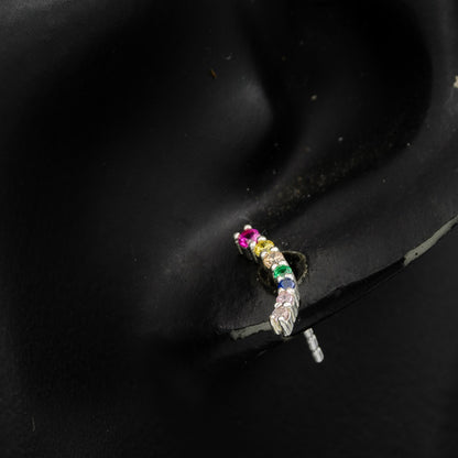 Sterling silver multi colour cubic stud