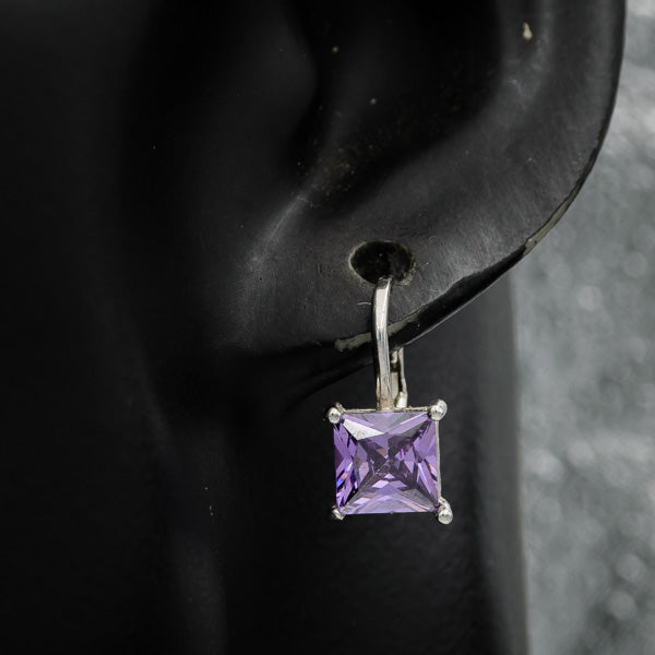 Sterling silver purple cubic drops