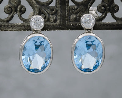 Sterling silver blue cubic studs