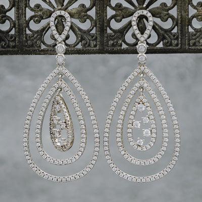 Pear shaped cubics earrings set in sterling silver