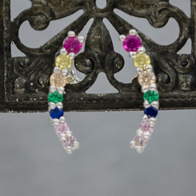 Sterling silver multi colour cubic stud