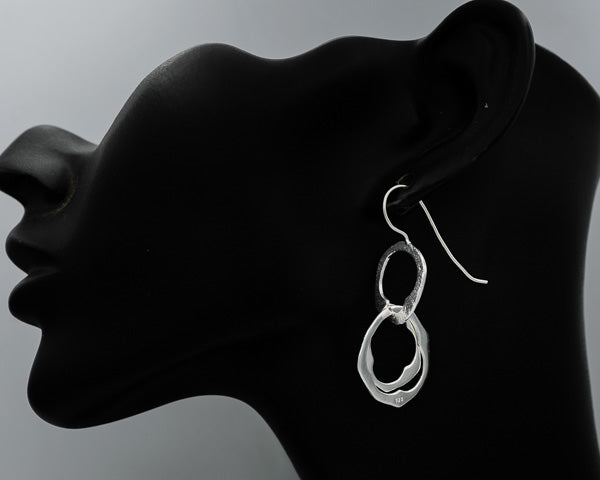 Sterling silver irregular circle earrings