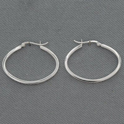 Sterling silver horizontal oval hoops