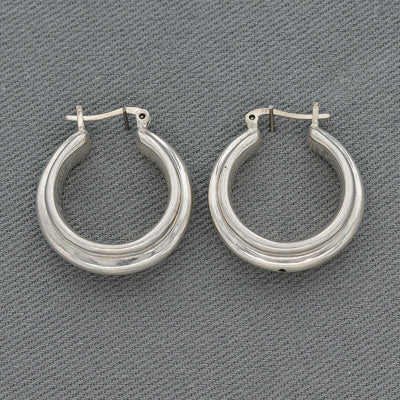 Bold sterling silver hoop