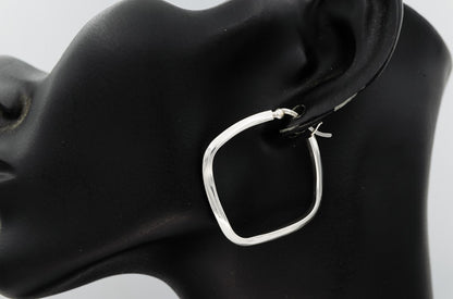 Sterling silver square hoops large