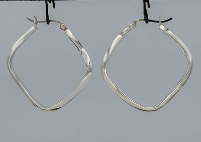 Sterling silver square hoops large