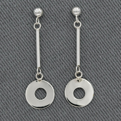 Sterling silver stud with a bar and a circle