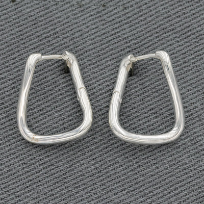 Sterling silver rectangle huggies with a twist