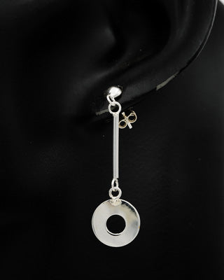 Sterling silver stud with a bar and a circle