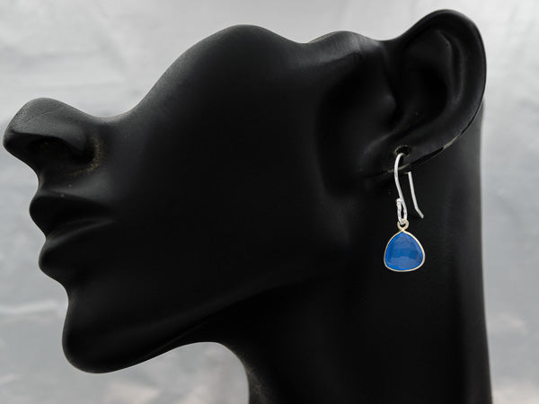 Sterling silver earring with blue chalcedony