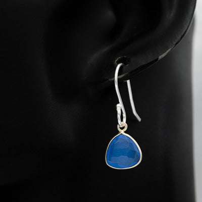 Sterling silver earring with blue chalcedony