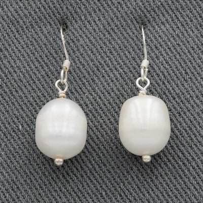 Sterling silver Pearl drop earrings 12 mm