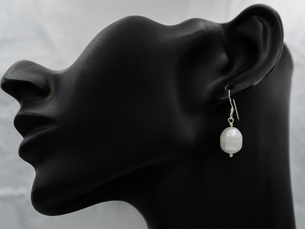 Sterling silver Pearl drop earrings 12 mm