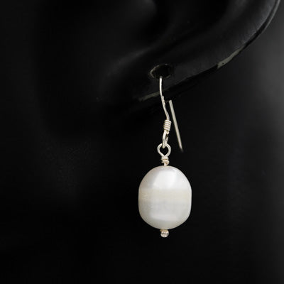 Sterling silver Pearl drop earrings 12 mm
