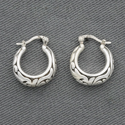 Sterling silver bali style hoops small