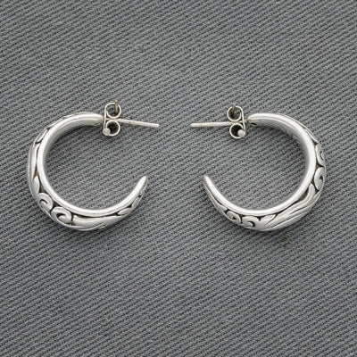 Sterling silver bali hoops medium