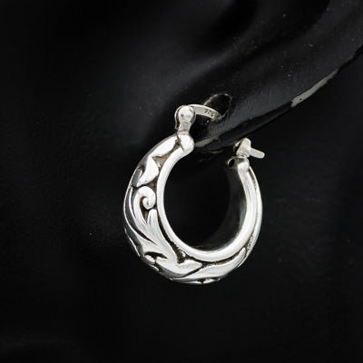 Sterling silver bali style hoops small