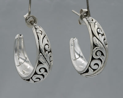 Sterling silver bali hoops medium