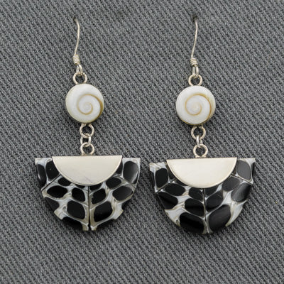 Shell earrings set in sterling silver