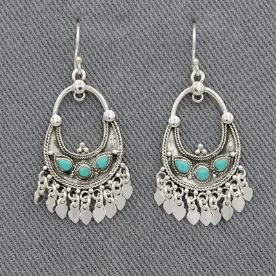 Bohemian style earrings in sterling silver