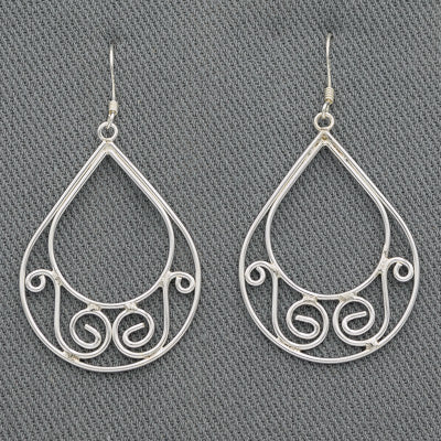 Sterling silver pear shaped earrings large