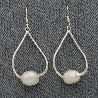 Sterling silver pear shaped drops with pearls