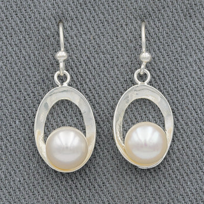 Sterling silver ovals with a pearl