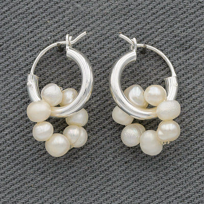 Sterling silver hoop wreath earring