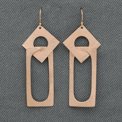 Rose gold square and rectangle earring
