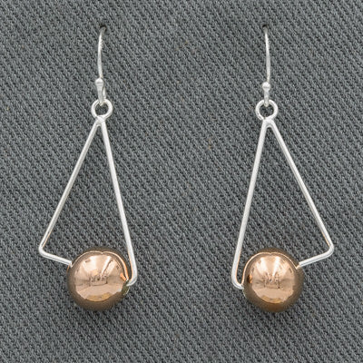 Sterling silver triangles with a rose gold ball