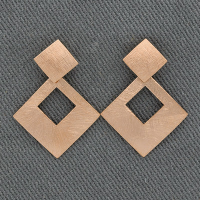 Rose gold square on a square earring