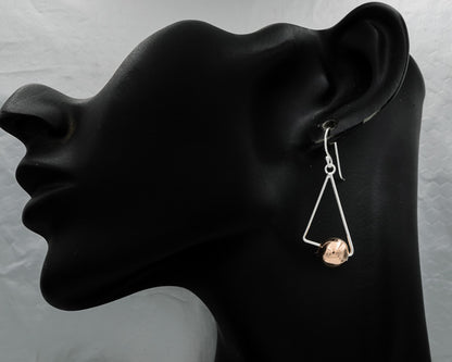 Sterling silver triangles with a rose gold ball